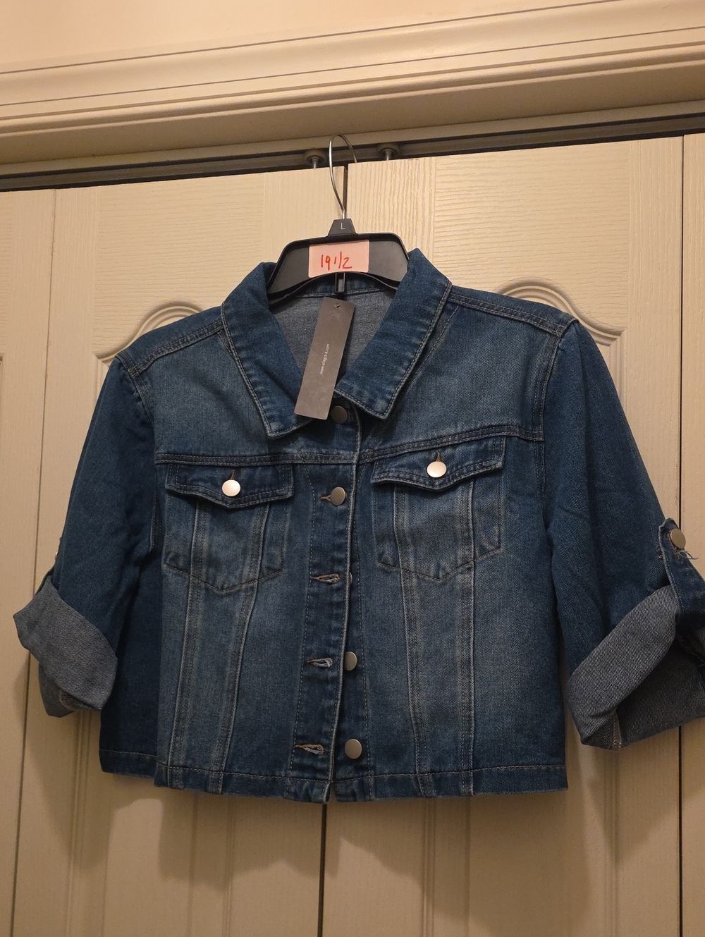 Allegra K Women's Denim Cropped Jacket